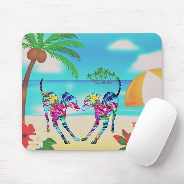 Tropical Italian Greyhounds Mouse Mat (With Mouse)