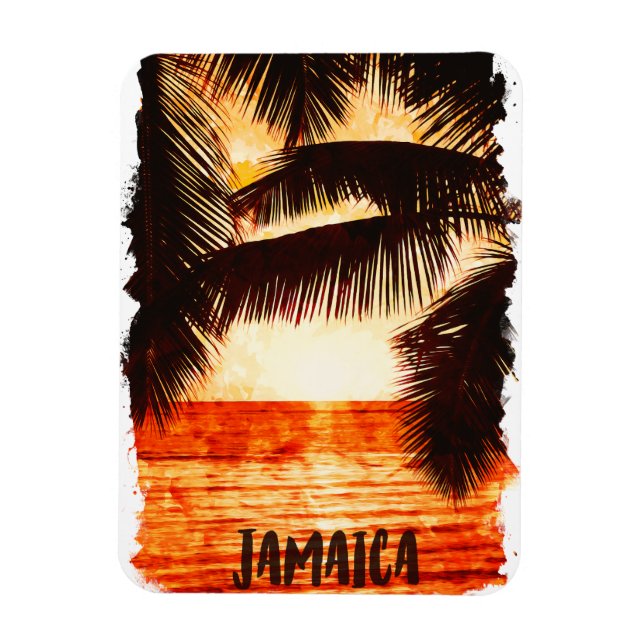 Tropical Jamaica Sunset Caribbean Island  Magnet (Vertical)