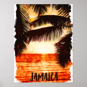Tropical Jamaica Sunset Caribbean Island  Poster