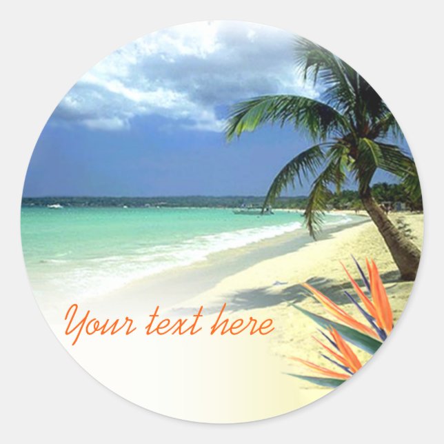 Tropical Jamaican Hawaiian Wedding Classic Round Sticker (Front)