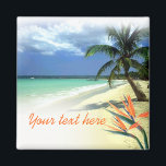 Tropical Jamaican Hawaiian Wedding Favour Keepsake Magnet<br><div class="desc">This tropical wedding magnet is easy to customise with your own text and font preferences. Matching customisable save the date announcements, invitations, postcards, RSVP cards and stickers are also available for this design. If you need help, have questions or would like other coordinated products to match this magnet, contact me:...</div>