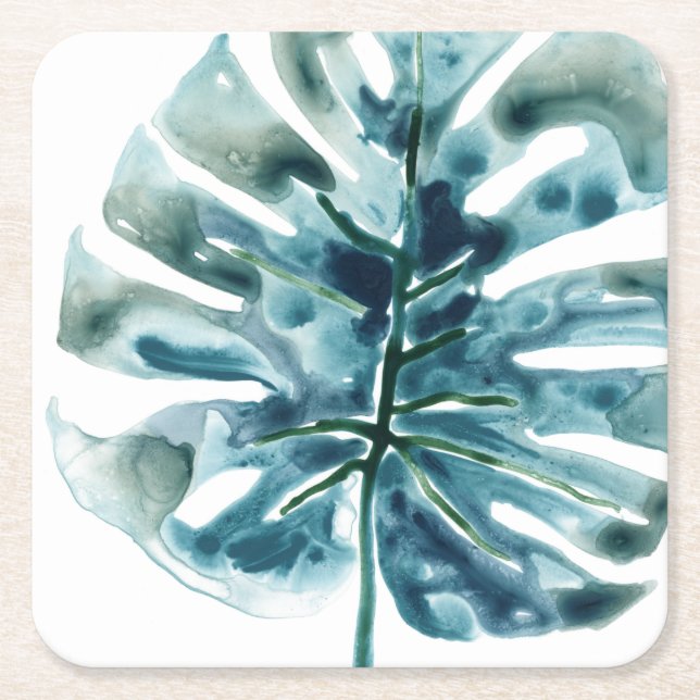 Tropical Jewel Palm Square Paper Coaster (Front)