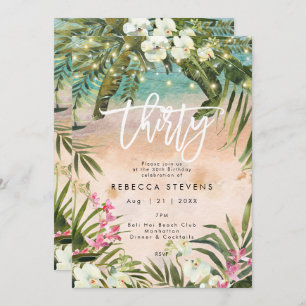 tropical jungle 30 thirty birthday invitation