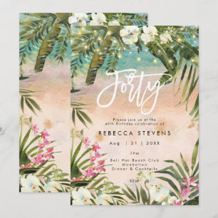 tropical jungle 40 forty birthday invitation