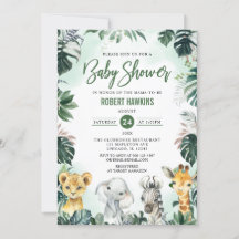 Tropical Jungle Animal Safari Boy Baby Shower