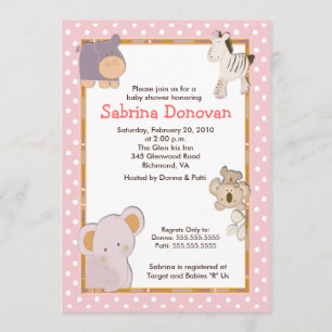 Tropical Jungle Animals 5x7 Baby Shower Invitation