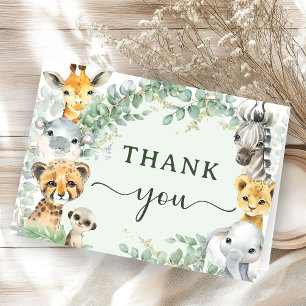 Tropical Jungle Animals Baby Shower Folded Thank You Card