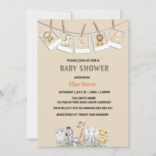Tropical Jungle Animals Boy Baby Shower  Invitation
