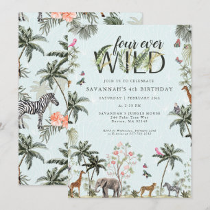 Tropical Jungle Animals   Four Ever Wild Invitation