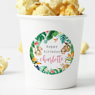 Tropical Jungle Animals Kids Birthday Party Classic Round Sticker