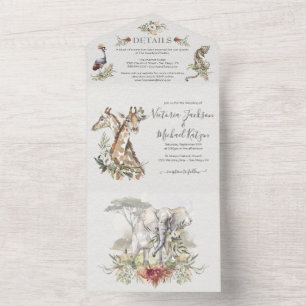 Tropical Jungle Animals Wedding All In One Invitation