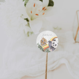 Tropical Jungle Baby Animals   Baby Shower Classic Round Sticker
