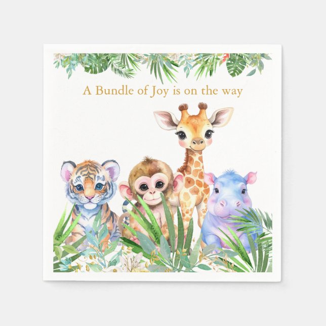 Tropical Jungle Baby animals Napkin (Front)