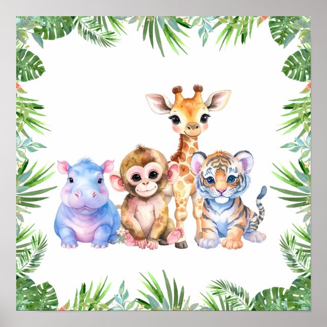 Tropical Jungle Baby animals Poster (Front)