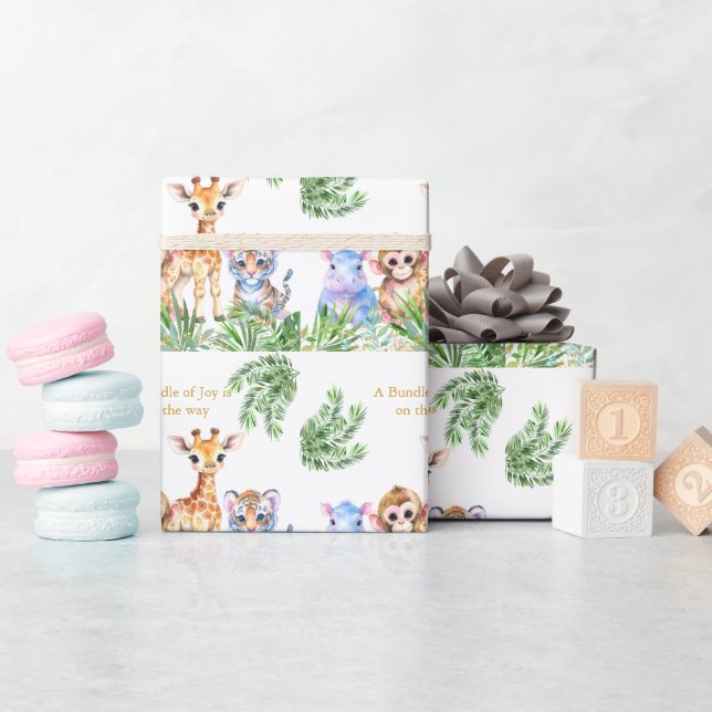 Tropical Jungle Baby animals Wrapping Paper (Baby Shower)