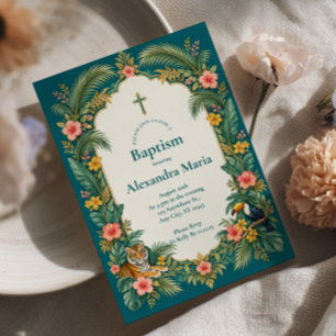 Tropical Jungle Baptism Invitation
