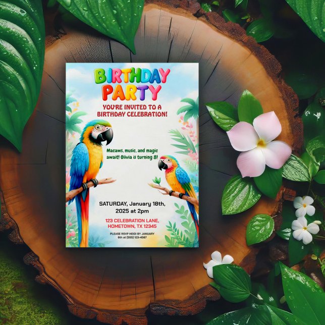 Tropical Jungle Birthday Party Invitation for Kids (Creator Uploaded)