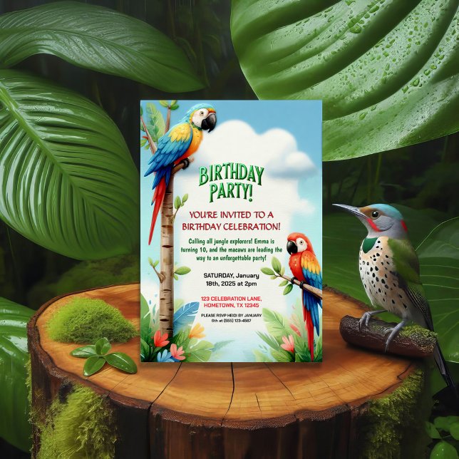 Tropical Jungle Birthday Party Invitation for Kids (Creator Uploaded)