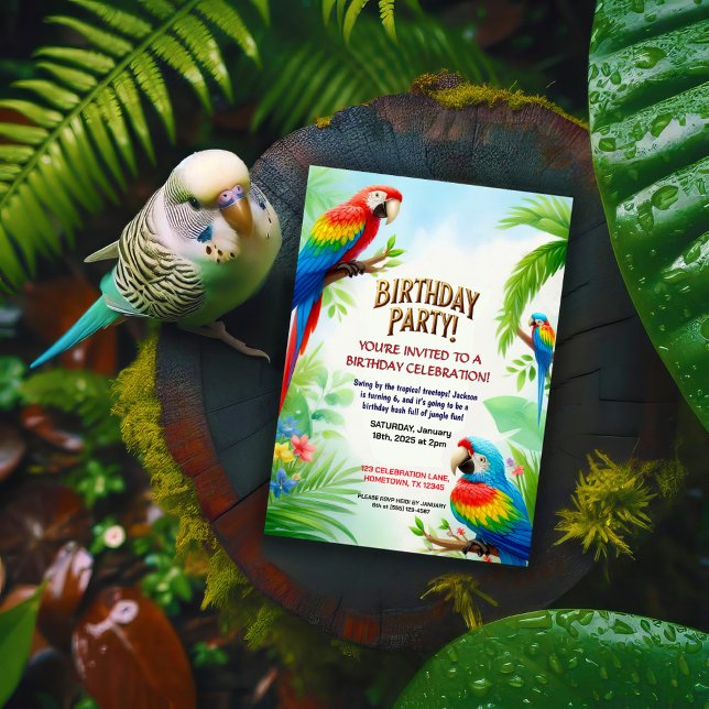 Tropical Jungle Birthday Party Invitation for Kids (Creator Uploaded)