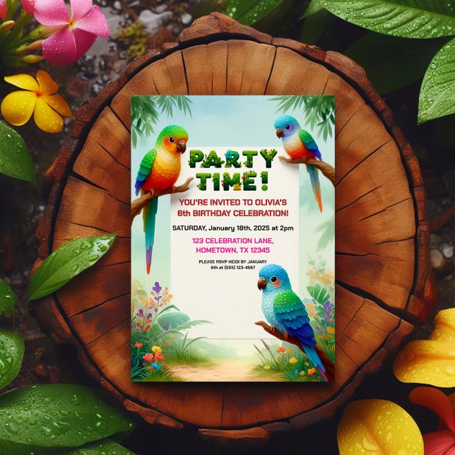 Tropical Jungle Birthday Party Invitation for Kids (Creator Uploaded)