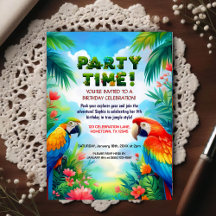 Tropical Jungle Birthday Party Invitation for Kids