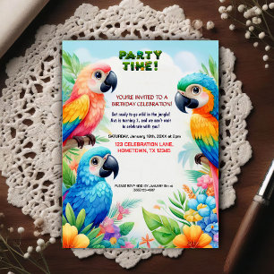 Tropical Jungle Birthday Party Invitation for Kids Postcard
