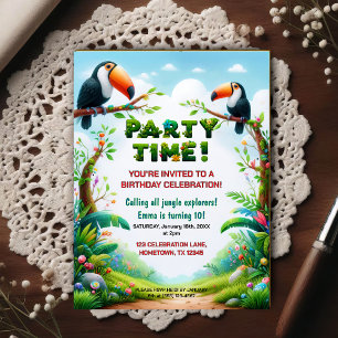 Tropical Jungle Birthday Party Invitation for Kids Postcard