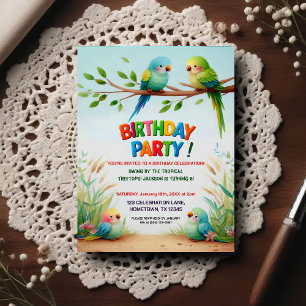 Tropical Jungle Birthday Party Invitation for Kids Postcard