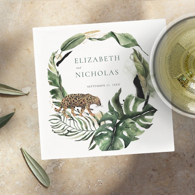 Tropical Jungle Botanical Greenery Wedding Napkin (Creator Uploaded)