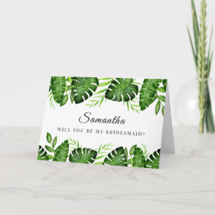 Tropical Jungle Bridesmaid Proposal Watercolor  Card