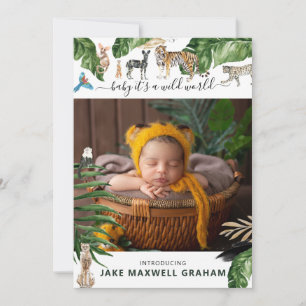 Tropical Jungle   Double Sided Birth Announcement