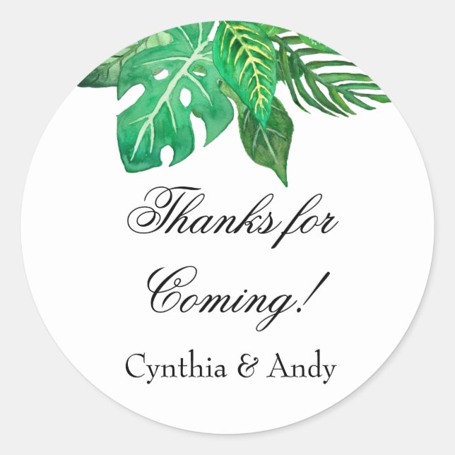 Tropical Jungle Favour Stickers | Custom Stickers (Front)