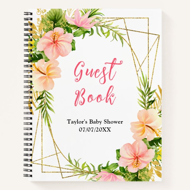 Tropical Jungle Floral Baby Shower Guest Book (Front)