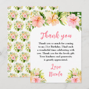 Tropical Jungle Floral Birthday Thank You Card