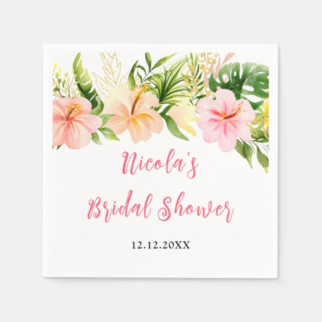 Tropical Jungle Floral Bridal Shower Napkin (Front)