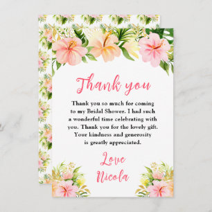 Tropical Jungle Floral Bridal Shower Thank You Card