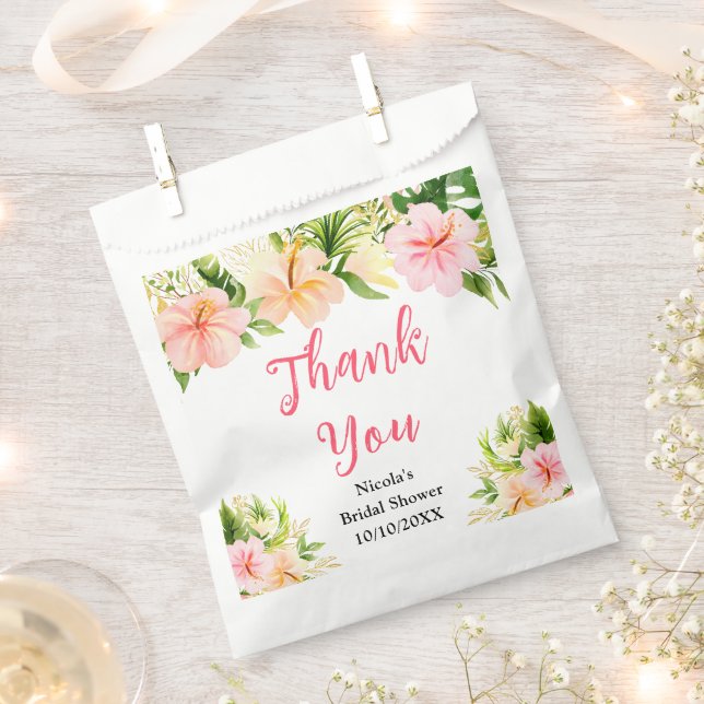 Tropical Jungle Floral Bridal Shower Thank You Favour Bags (Clipped)