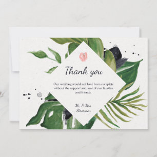 Tropical jungle floral exotic chic wedding  thank you card