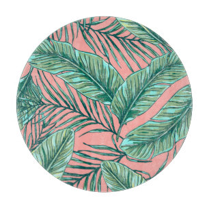 Tropical Jungle Floral: Palm Leaves Pattern Cutting Board