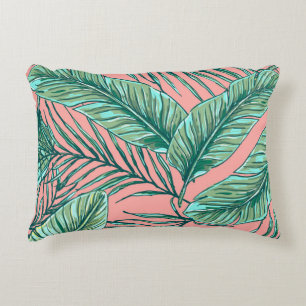 Tropical Jungle Floral: Palm Leaves Pattern Decorative Cushion