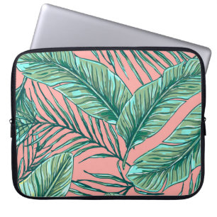 Tropical Jungle Floral: Palm Leaves Pattern Laptop Sleeve