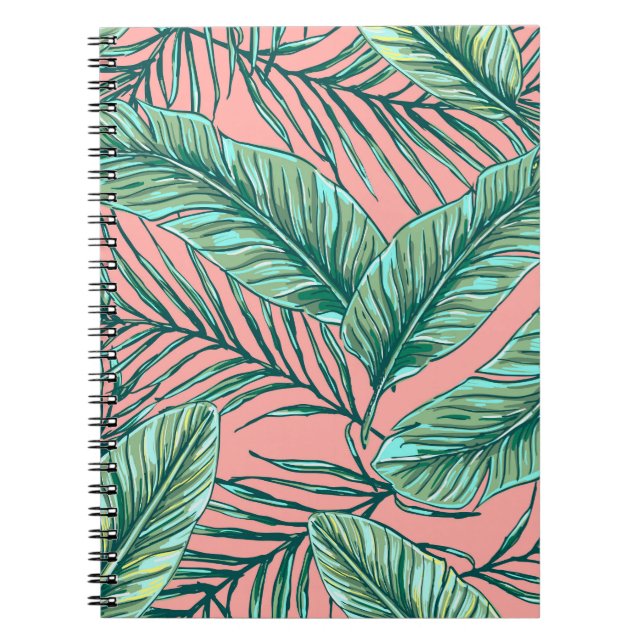 Tropical Jungle Floral: Palm Leaves Pattern Notebook (Front)