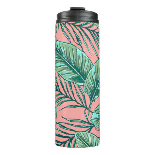 Tropical Jungle Floral: Palm Leaves Pattern Thermal Tumbler