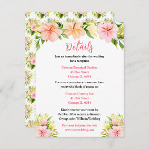 Tropical Jungle Floral Wedding Details Enclosure Card