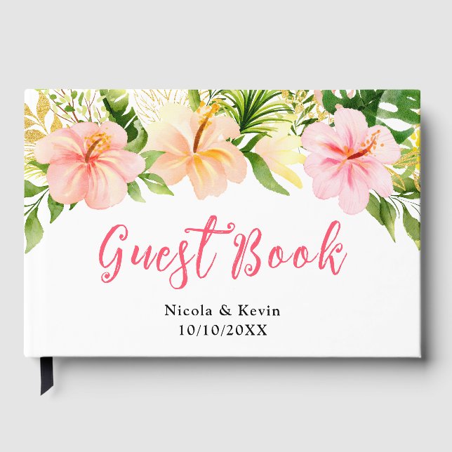 Tropical Jungle Floral Wedding Guest Book (Front)