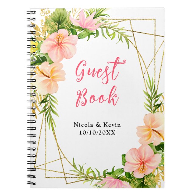 Tropical Jungle Floral Wedding Guest Book (Front)