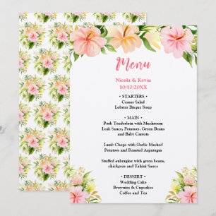 Tropical Jungle Floral Wedding Menu
