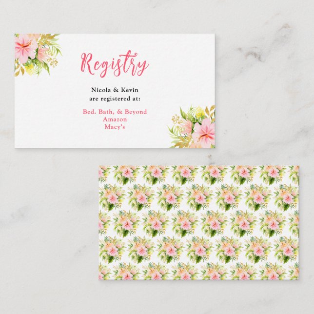 Tropical Jungle Floral Wedding Registry Enclosure Card (Front/Back)
