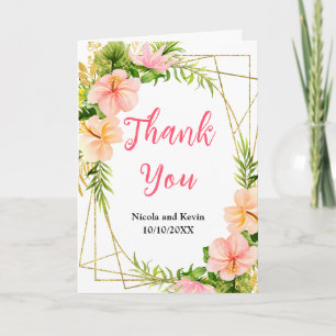 Tropical Jungle Floral Wedding Thank You Card