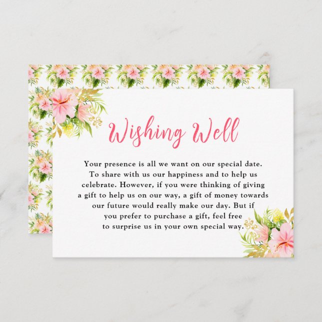 Tropical Jungle Floral Wedding Wishing Well Enclosure Card (Front/Back)